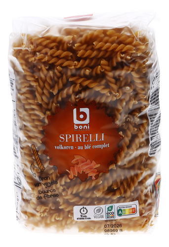 BONI spirelli whole wheat 500g