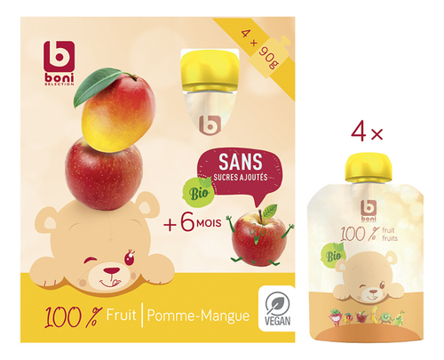 BONI baby apple mango pouch Bio 4x90g
