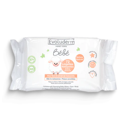 EVOLUDERM 72 LINGETTES BEBE PEAUX SENSIBLE