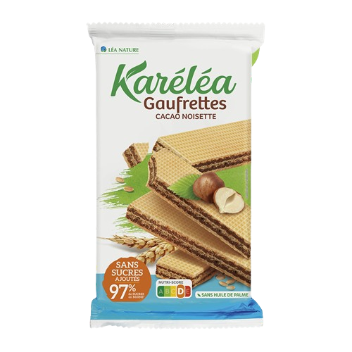 GAUFRETTE CACAO NOISETTES SANS SUCRE AJOUTÉ