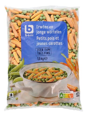 BONI PETITS POIS + JEUNES CAROTTES 1,5KG