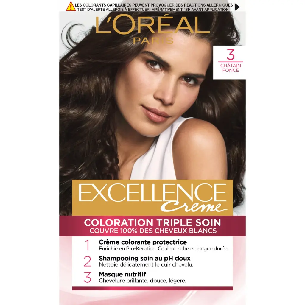 EXCELLENCE  CREAM - PERMANENT HAIR DYE, 3 DARK CHESTNUT