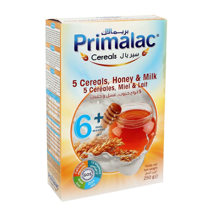 PRIMALAC 5 CEREALS HONEY & MILK 6+ 250G