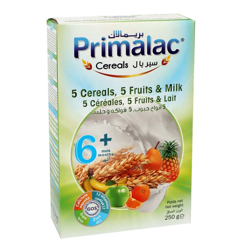 PRIMILAC 5 CEREALS 5 FRUITS & MILK 6+ 250G