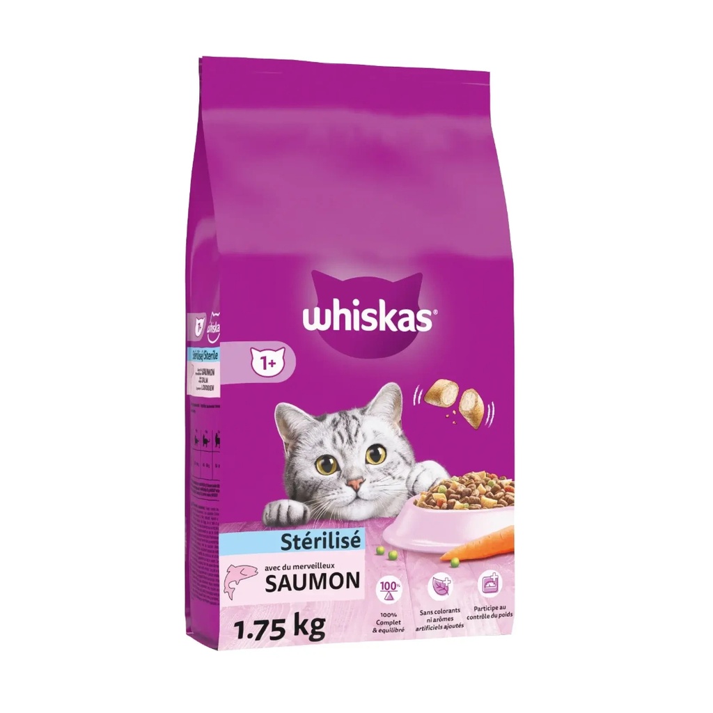1KG75 CROQUETTES AU SAUMON POUR CHAT WHISKAS