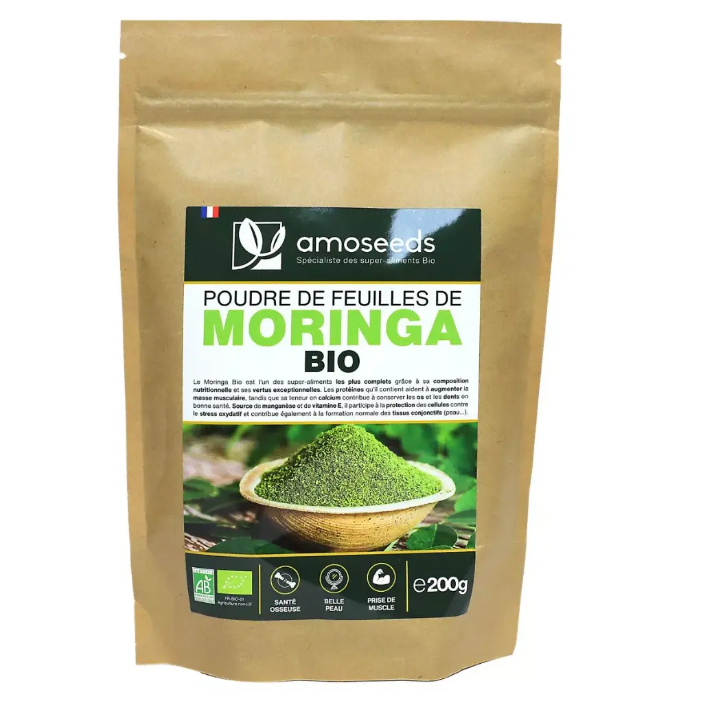 POUDRE DE FEUILLES DE MORINGA BIO