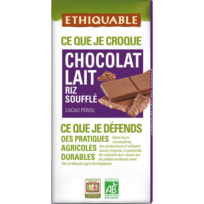 100G MILK CHOCOLATE Puffed RICE Ethiquable