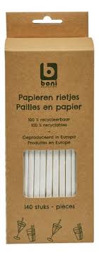 BONI pailles en papier blanc 140pc