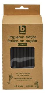 BONI pailles en papier noir 140pc