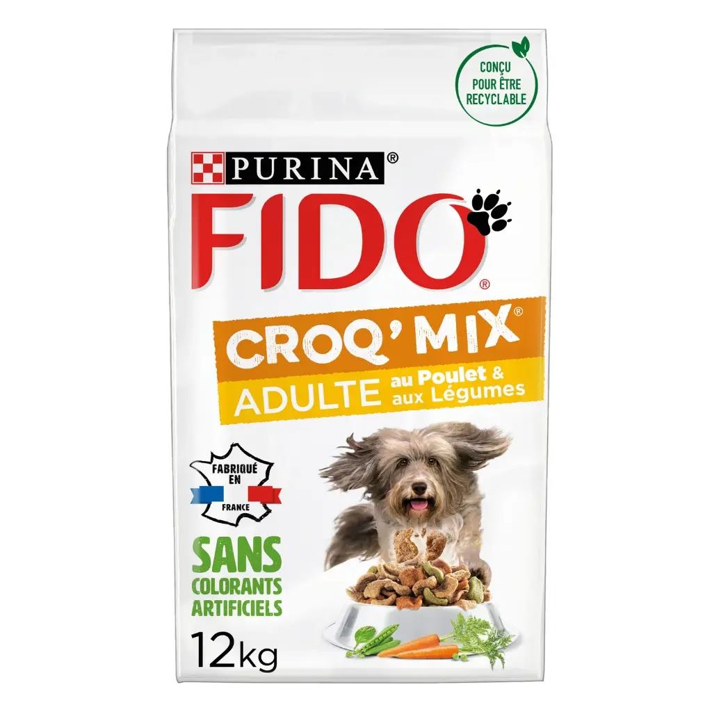 FIDO CROQ MIX ADULTE AVEC POULET ET LÉGUMES 12KG